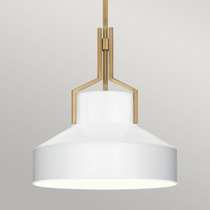 Brecken 2 lt Pendant Light - Aged Brass and Cased Opal glass Shade