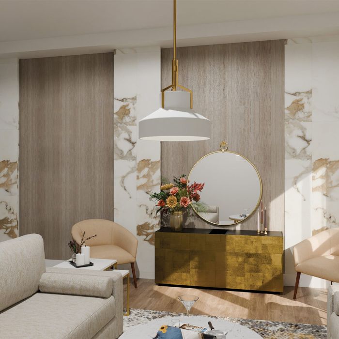 Brecken 2 lt Pendant Light - Aged Brass and Cased Opal glass Shade