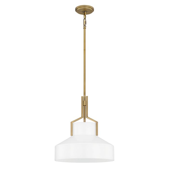 Brecken 2 lt Pendant Light - Aged Brass and Cased Opal glass Shade
