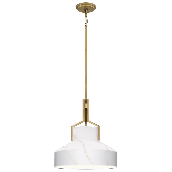 Brecken 2 lt Pendant Light - Aged Brass and faux Alabaster glass Shade