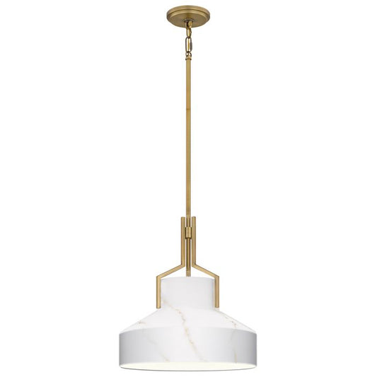 Brecken 2 lt Pendant Light - Aged Brass and faux Alabaster glass Shade