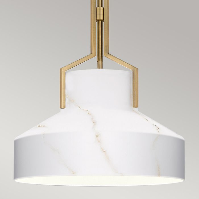 Brecken 2 lt Pendant Light - Aged Brass and faux Alabaster glass Shade