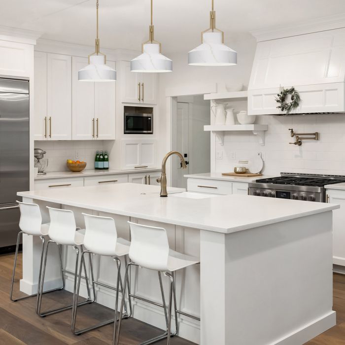 Brecken 2 lt Pendant Light - Aged Brass and faux Alabaster glass Shade