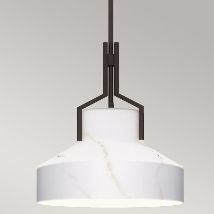 Brecken 2 lt Pendant Light - Old Bronze and faux Alabaster glass Shade
