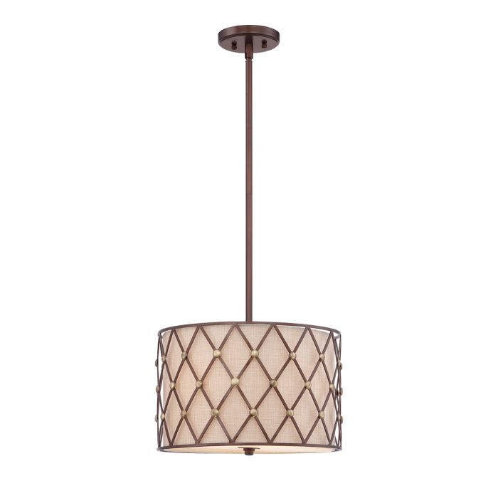 Brown Lattice 3 Light Medium Pendant - Copper Canyon