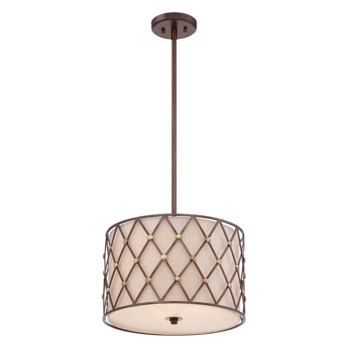 Brown Lattice 3 Light Medium Pendant - Copper Canyon