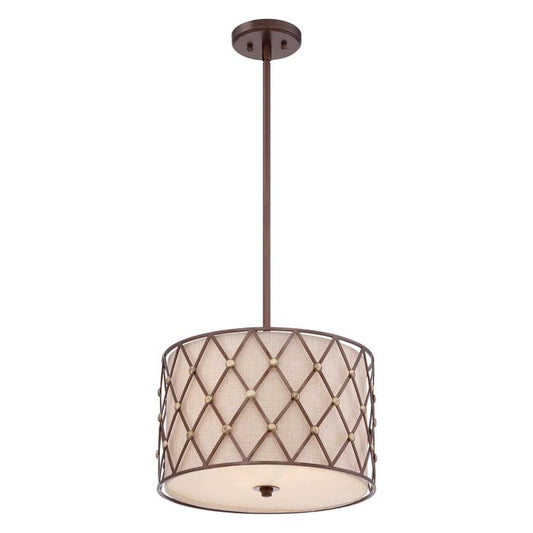 Brown Lattice 3 Light Medium Pendant - Copper Canyon
