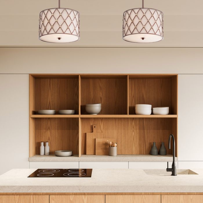 Brown Lattice 3 Light Medium Pendant - Copper Canyon