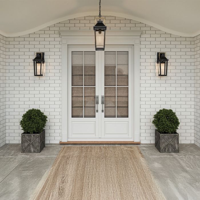 Buckley 1 lt Coastal Medium Outdoor Wall Lantern - Matt Black & Brass Accent