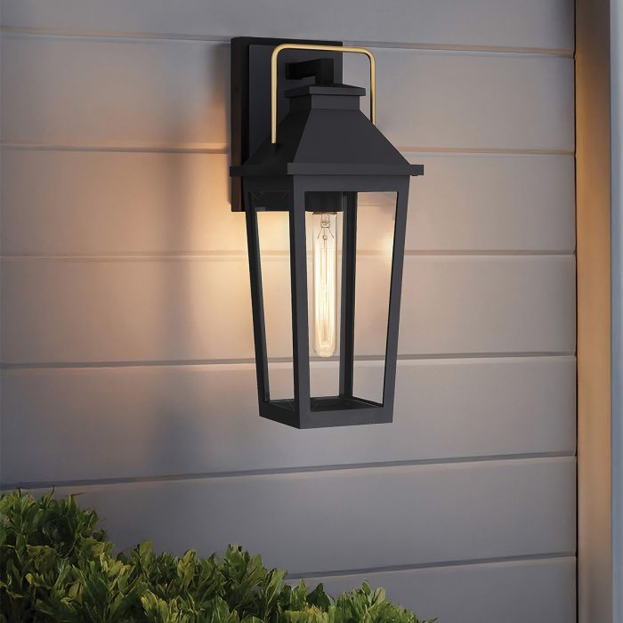 Buckley 1 lt Coastal Medium Outdoor Wall Lantern - Matt Black & Brass Accent