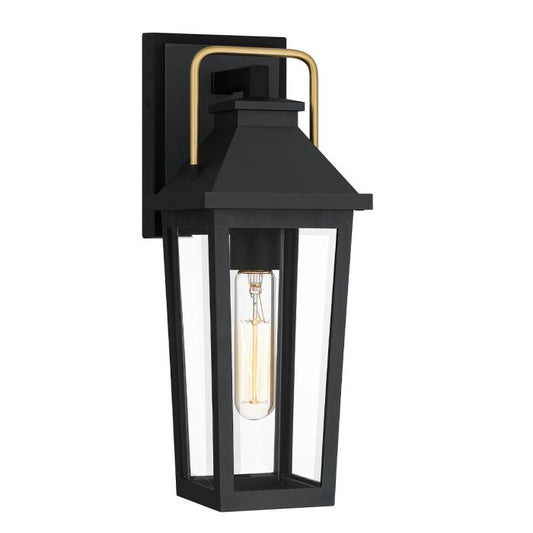 Buckley Coastal 1 lt Small Outdoor Wall Lantern - Matt Black & Brass Accent