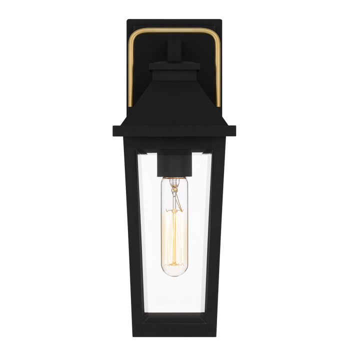 Buckley Coastal 1 lt Small Outdoor Wall Lantern - Matt Black & Brass Accent