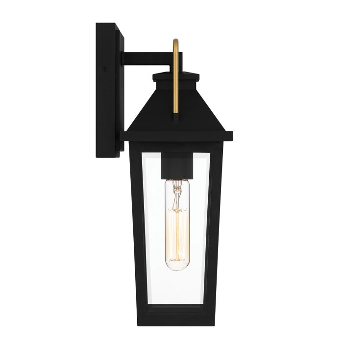 Buckley Coastal 1 lt Small Outdoor Wall Lantern - Matt Black & Brass Accent