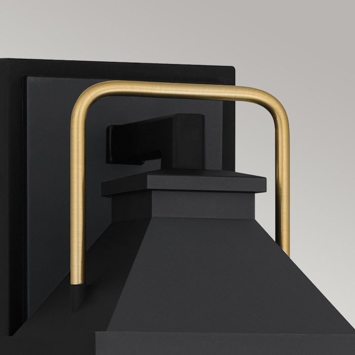 Buckley Coastal 1 lt Small Outdoor Wall Lantern - Matt Black & Brass Accent