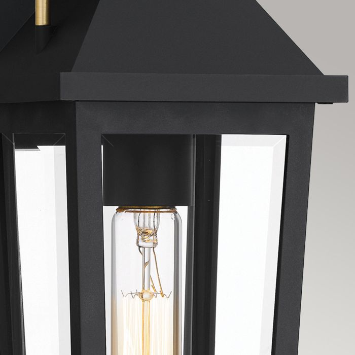 Buckley Coastal 1 lt Small Outdoor Wall Lantern - Matt Black & Brass Accent