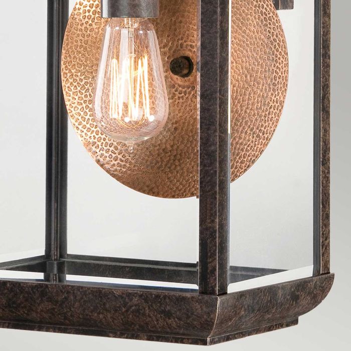 Byron 1 Light Large Wall Lantern - Imperial Bronze with Copper Reflector