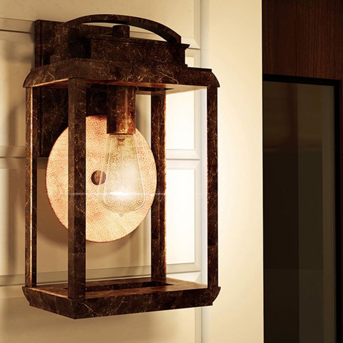 Byron 1 Light Medium Wall Lantern - Imperial Bronze with Copper Reflector