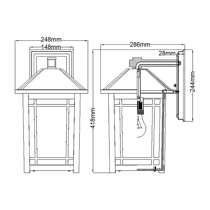 Cedar Point 1 Light Wall Lantern - Large - Black