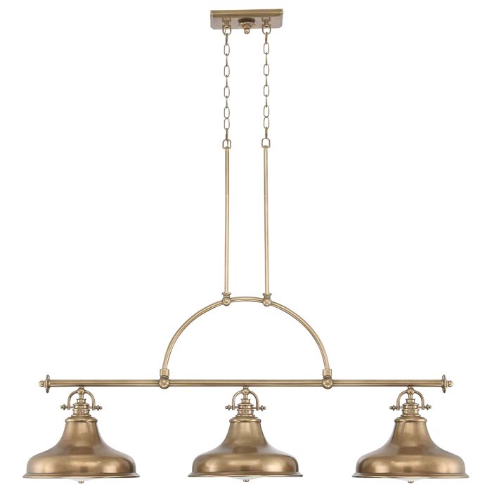 Emery 3 Light Island Chandelier - Weathered Brass