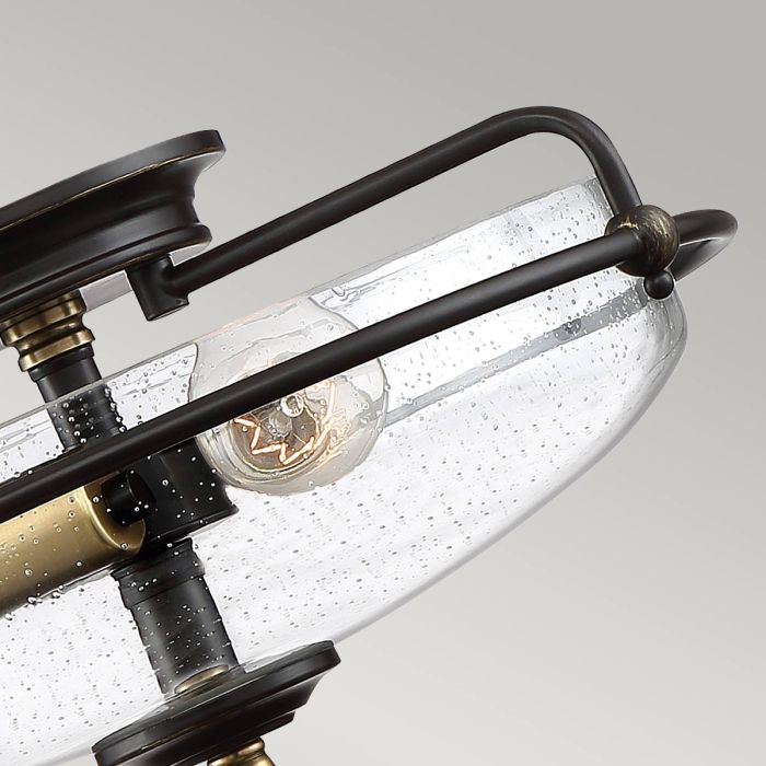 Griffin 3 Light Flush - Palladian Bronze with Weathered Brass Accents