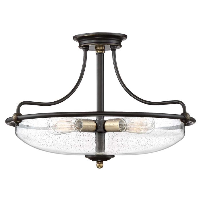 Griffin 4 Light Semi-Flush - Palladian Bronze with Weathered Brass Accents