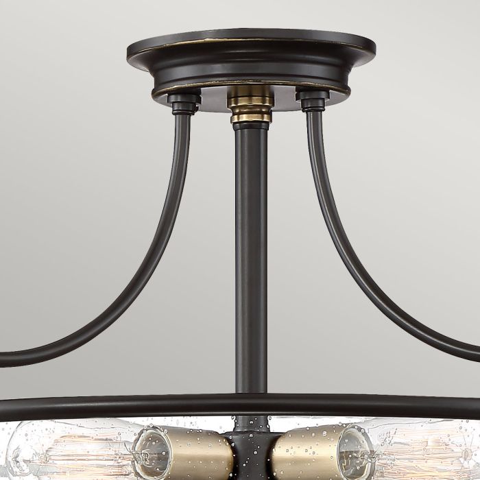 Griffin 4 Light Semi-Flush - Palladian Bronze with Weathered Brass Accents