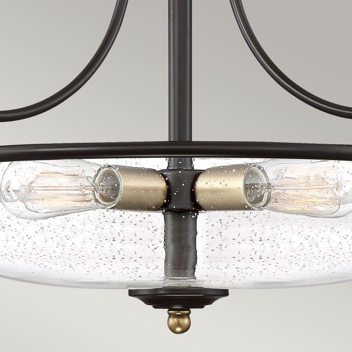 Griffin 4 Light Semi-Flush - Palladian Bronze with Weathered Brass Accents