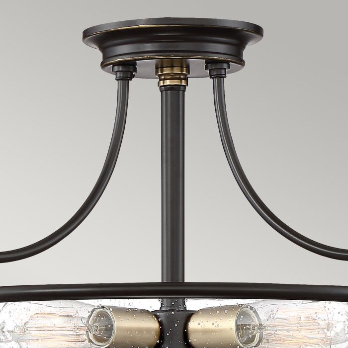 Griffin 3 Light Semi-Flush - C - Palladian Bronze with Weathered Brass Accents