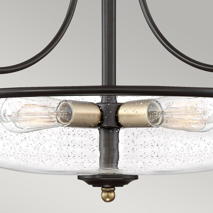 Griffin 3 Light Semi-Flush - C - Palladian Bronze with Weathered Brass Accents