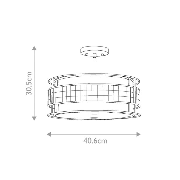Laguna 3 Light Semi-Flush Light - Renaissance Copper