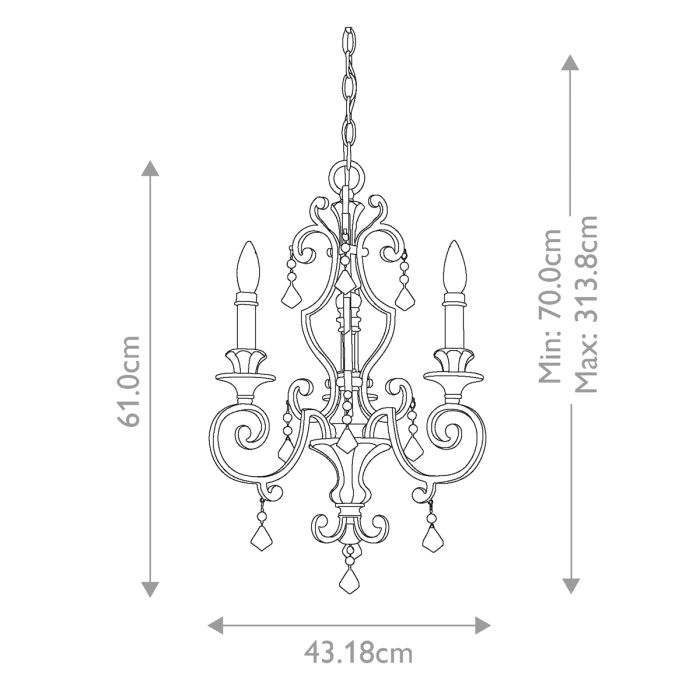 Marquette 3 Light Chandelier - Heirloom