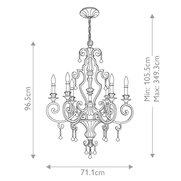 Marquette 6 Light Chandelier - Heirloom