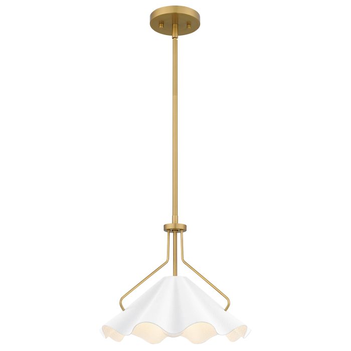Mejia 1 lt Pendant - Aged Brass, Textured White Steel Shade