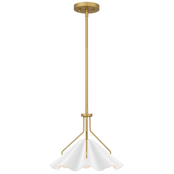 Mejia 1 lt Pendant - Aged Brass, Textured White Steel Shade