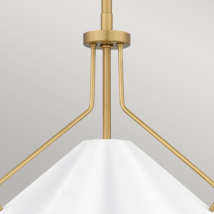 Mejia 1 lt Pendant - Aged Brass, Textured White Steel Shade