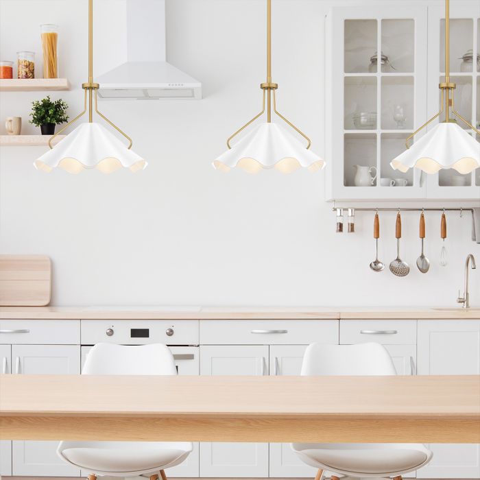 Mejia 1 lt Pendant - Aged Brass, Textured White Steel Shade