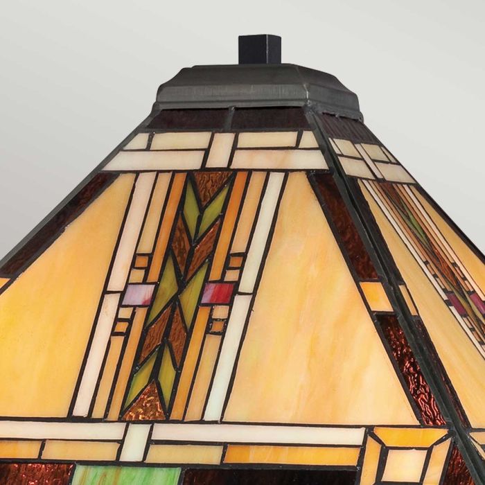 Navajo 2 lt Tiffany styleTable Lamp - Bronze with Art Glass Shade