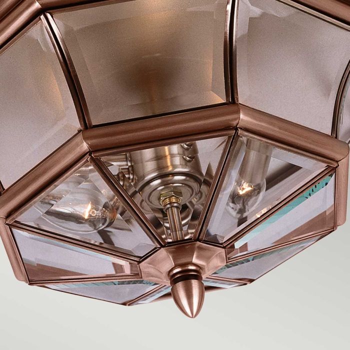 Newbury 3 Light Flush - Lacquered Aged Copper
