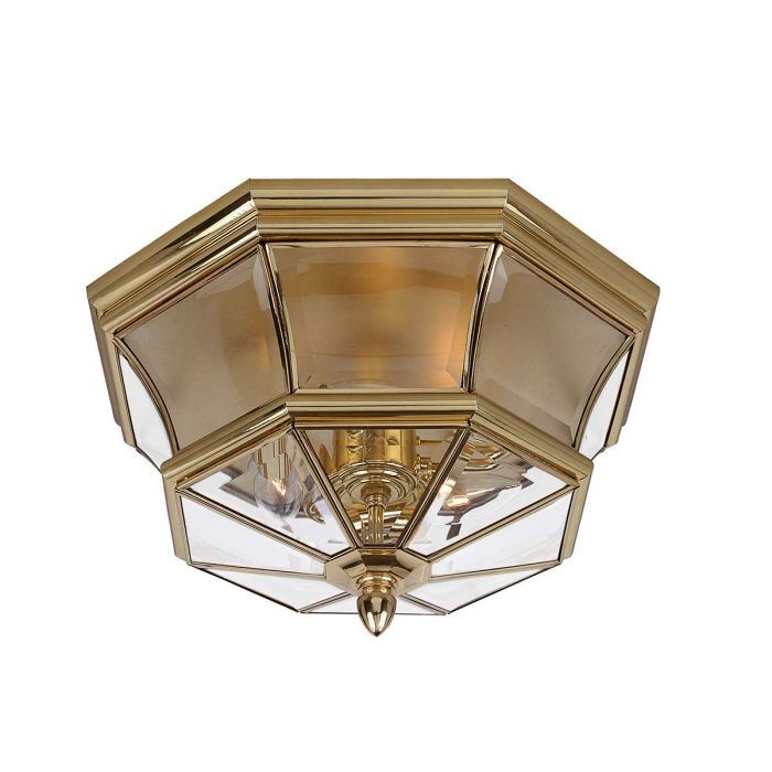 Newbury 3 Light Flush - Lacquered Polished Brass