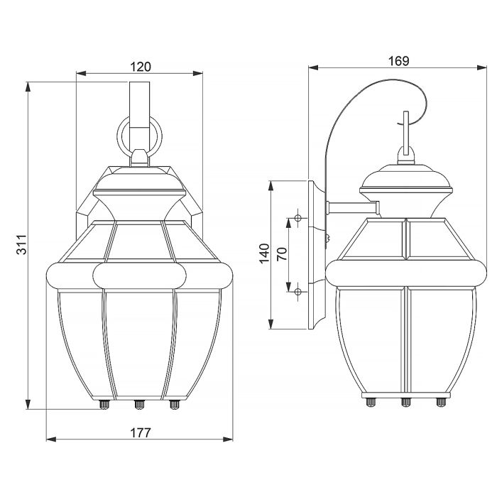 Newbury 1 Light Small Wall Lantern - Lacquered Polished Brass