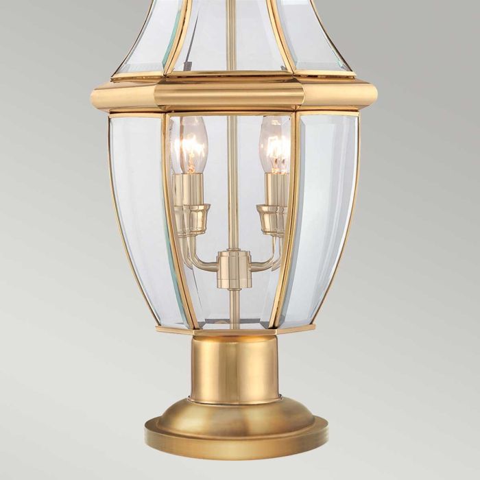 Newbury 2 Light Pedestal - Lacquered Polished Brass