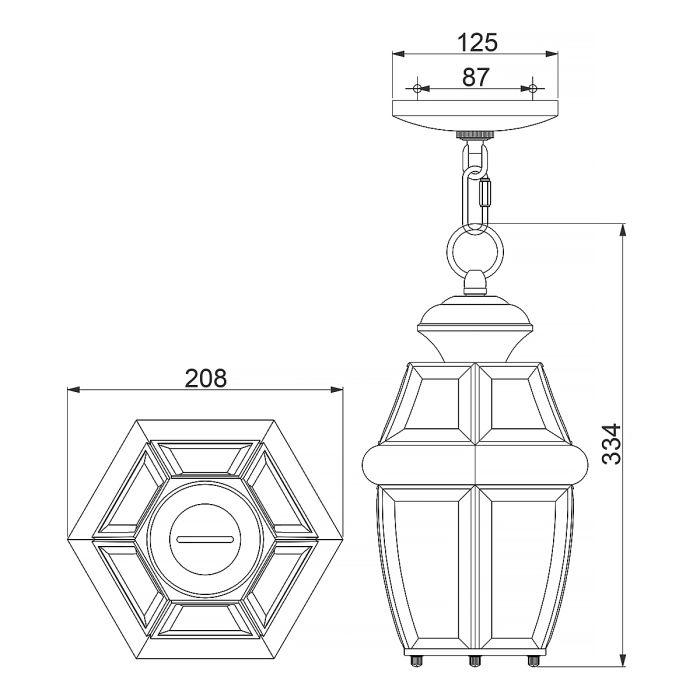 Newbury 1 Light Medium Chain Lantern - Lacquered Polished Brass