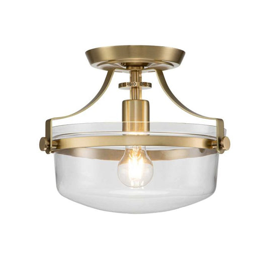 Penn Station 1 Light Semi-Flush - Brushed Brass