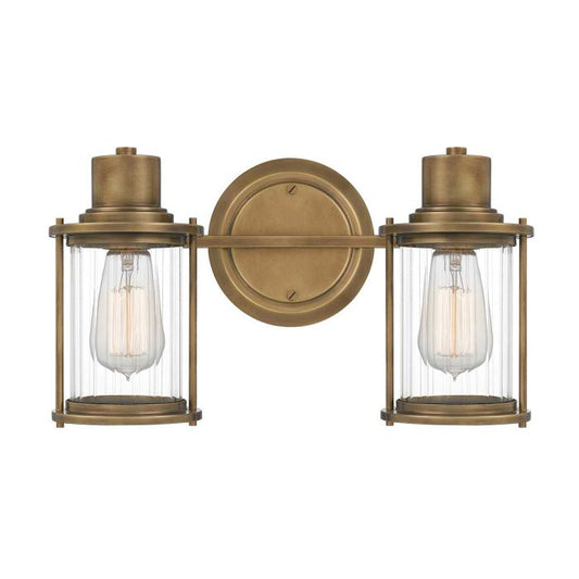 Riggs 2 Light Wall Light - Weathered Brass