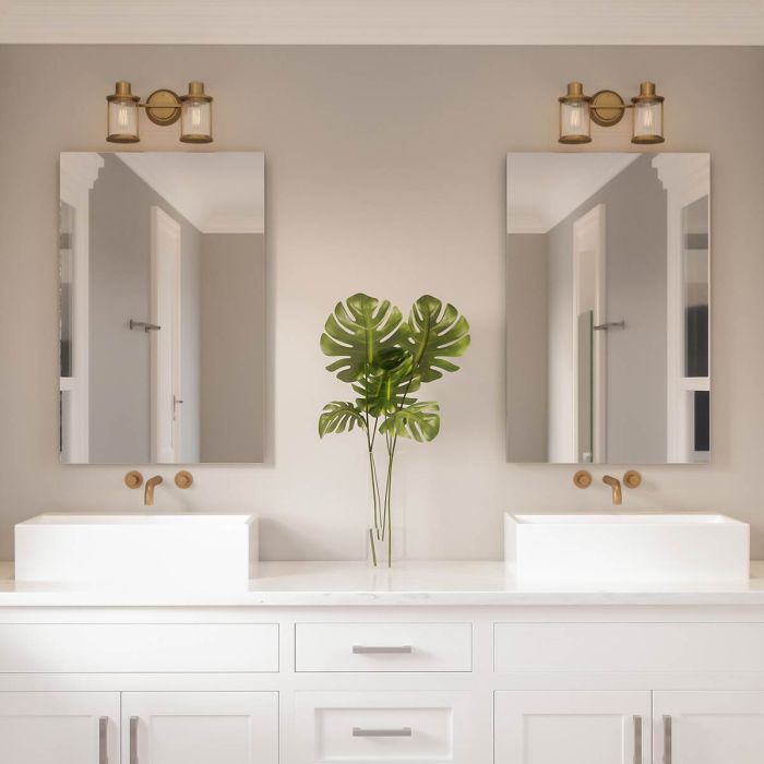 Riggs 2 Light Wall Light - Weathered Brass