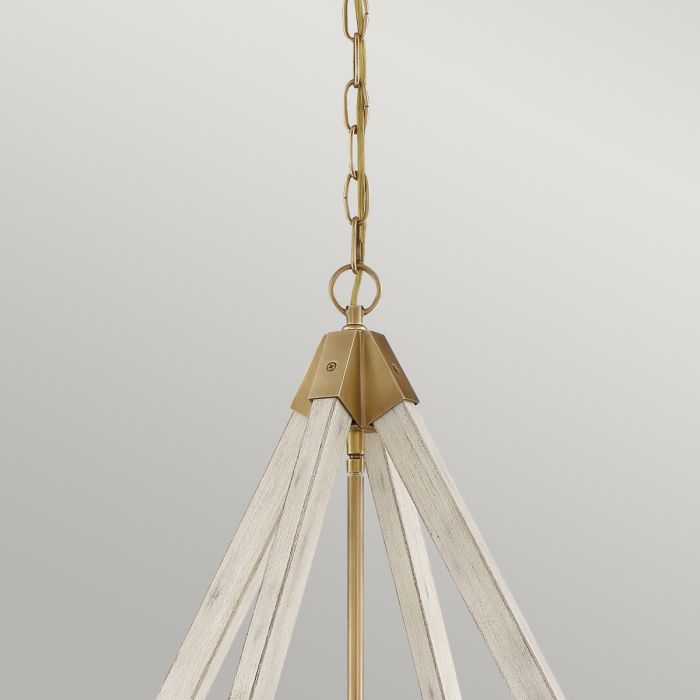View Point 4 Light Chandelier - Whitewash Wood Effect and Weathered Brass