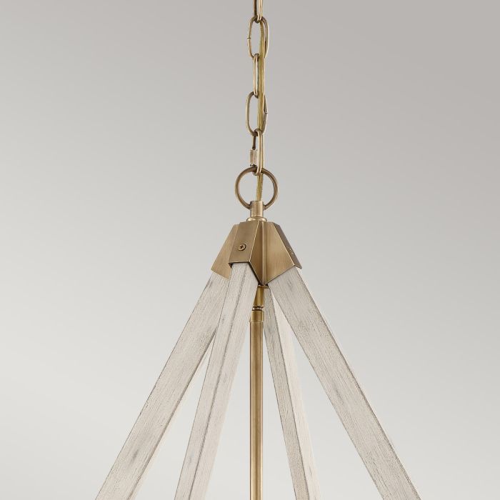 View Point 3 Light Chandelier - Whitewash Wood Effect and Weathered Brass