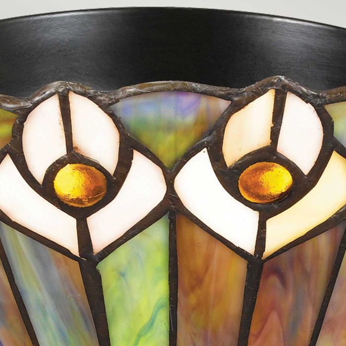 Watkins 2 lt Tiffany style Flush - Valiant Bronze & Art Glass Shade