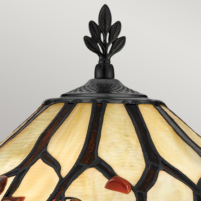 Whispering 2 lt Tiffany style Table Lamp - Valiant Bronze with Art Glass Shade