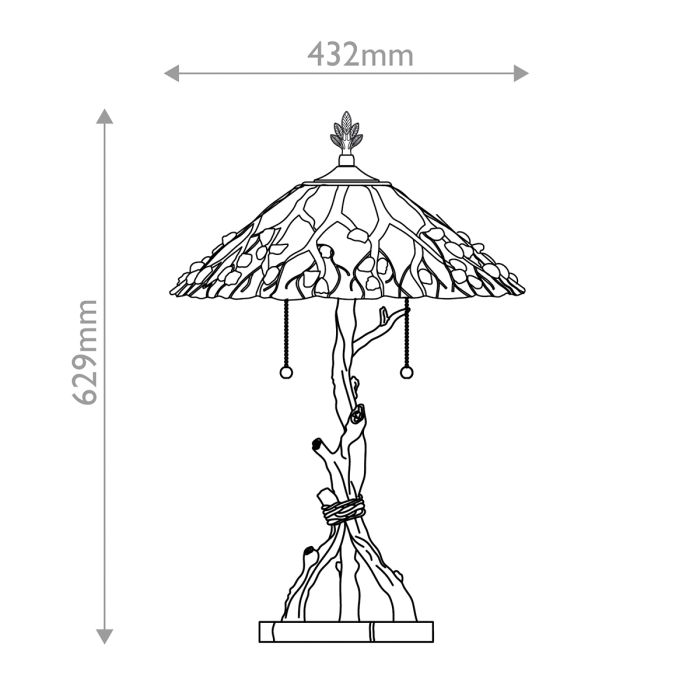 Whispering 2 lt Tiffany style Table Lamp - Valiant Bronze with Art Glass Shade